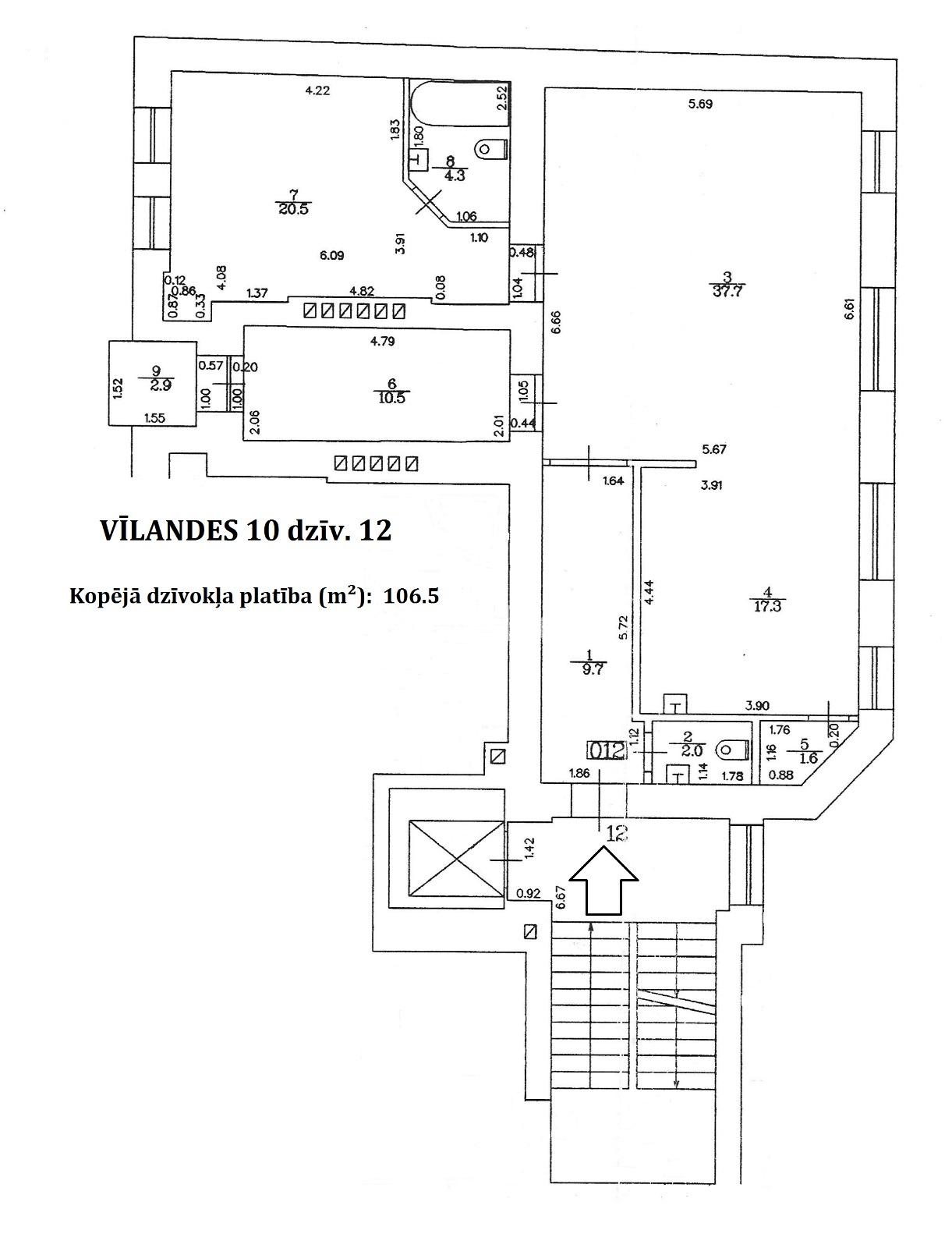 Flat for rent in a quiet city centre, on Vilandes Street N. 10-9.
