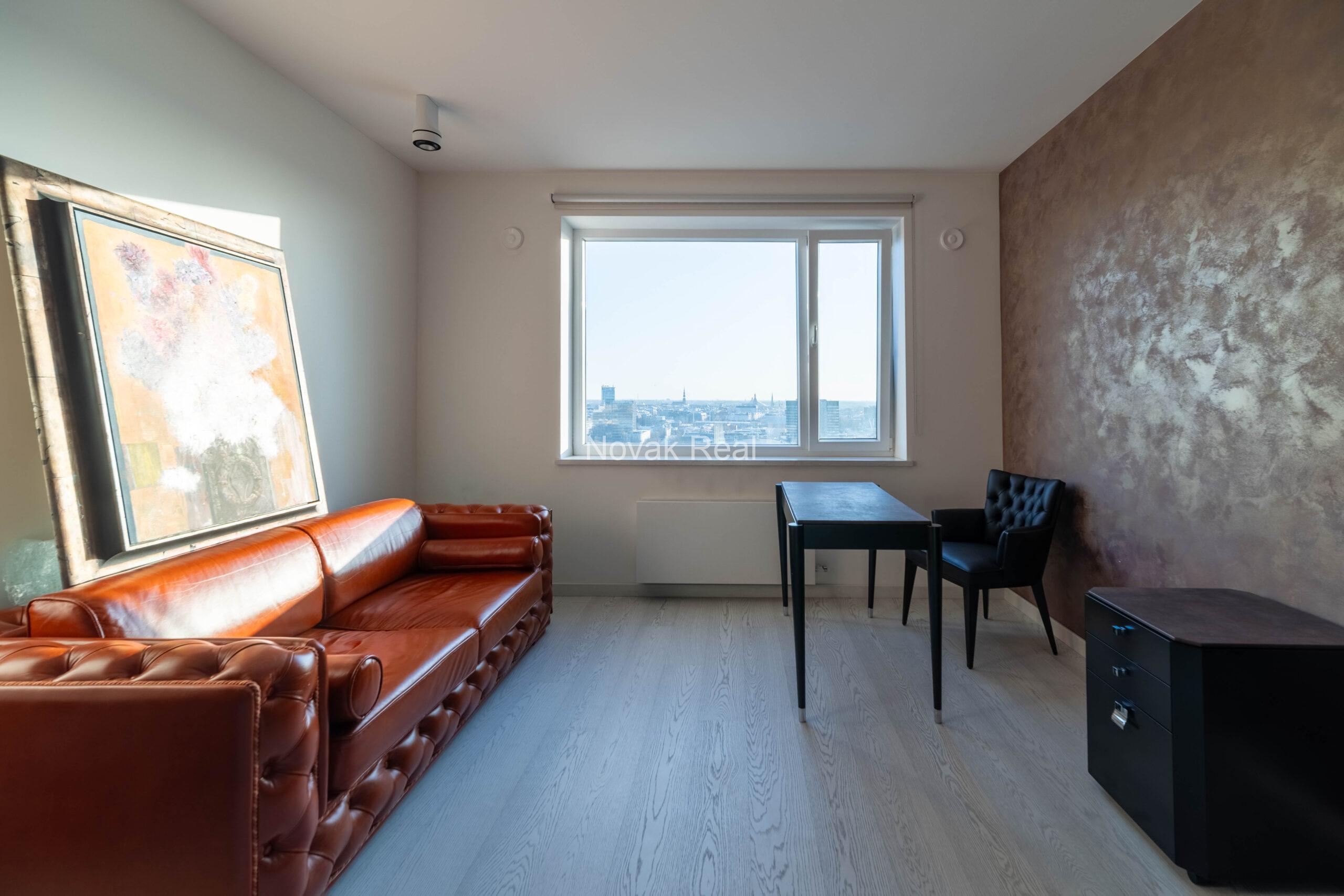 In the center of Riga, in the new modern project “Skanstes virsotnes” a designer sunny apartment is for rent