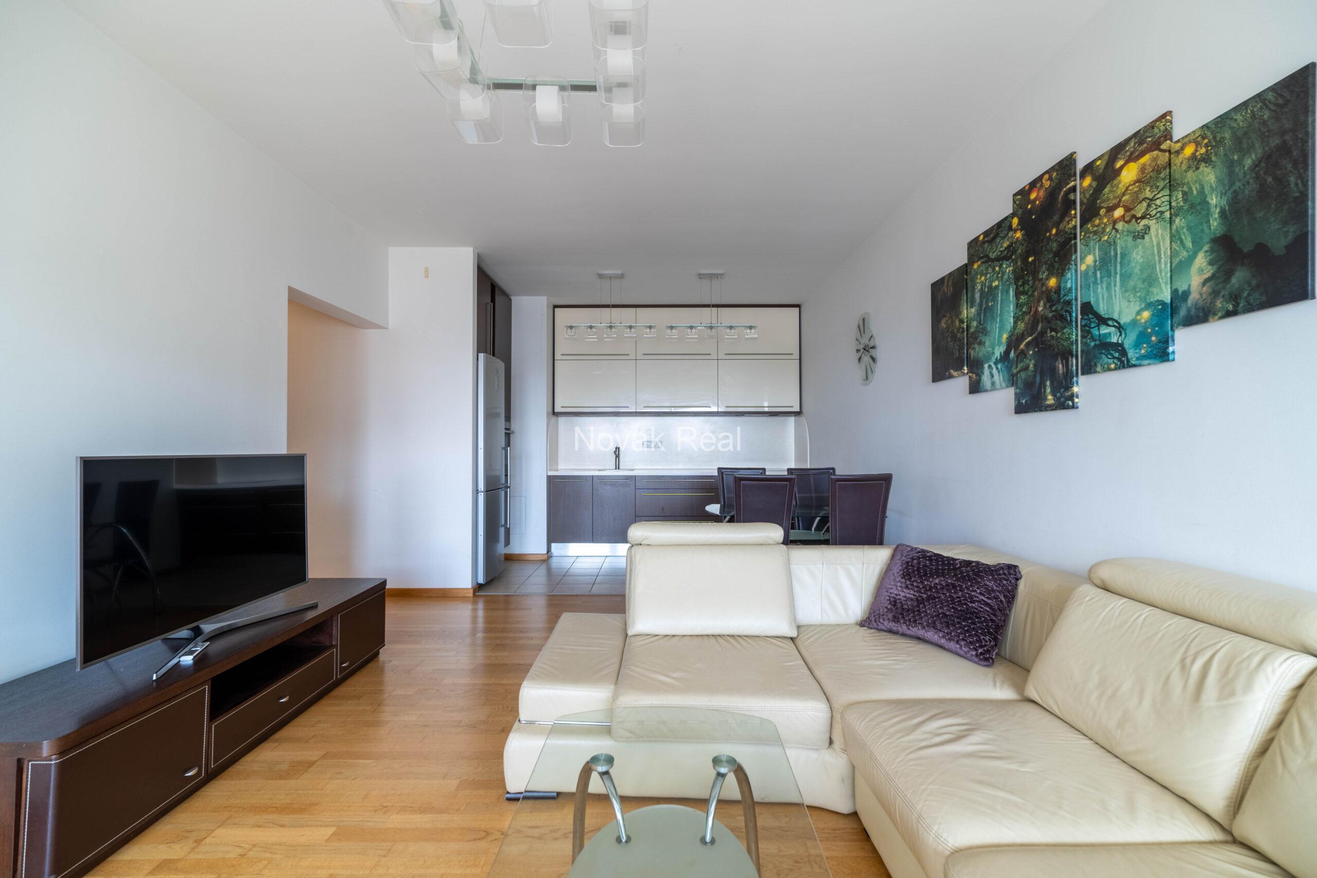 A 3-room apartment with excellent views of the city is for rent on the 21st floor of the “Skanstes Virsotnes” project