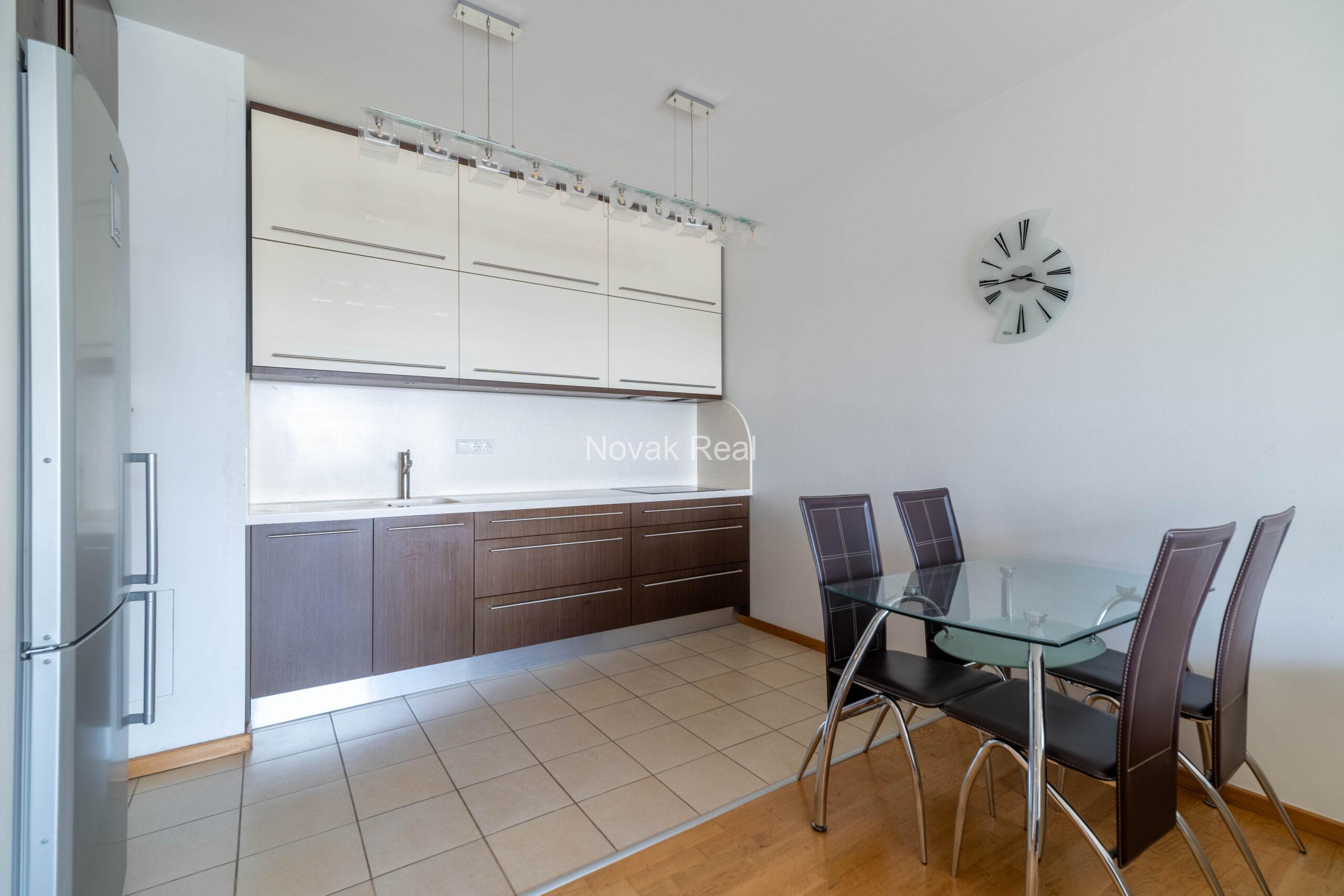 A 3-room apartment with excellent views of the city is for rent on the 21st floor of the “Skanstes Virsotnes” project