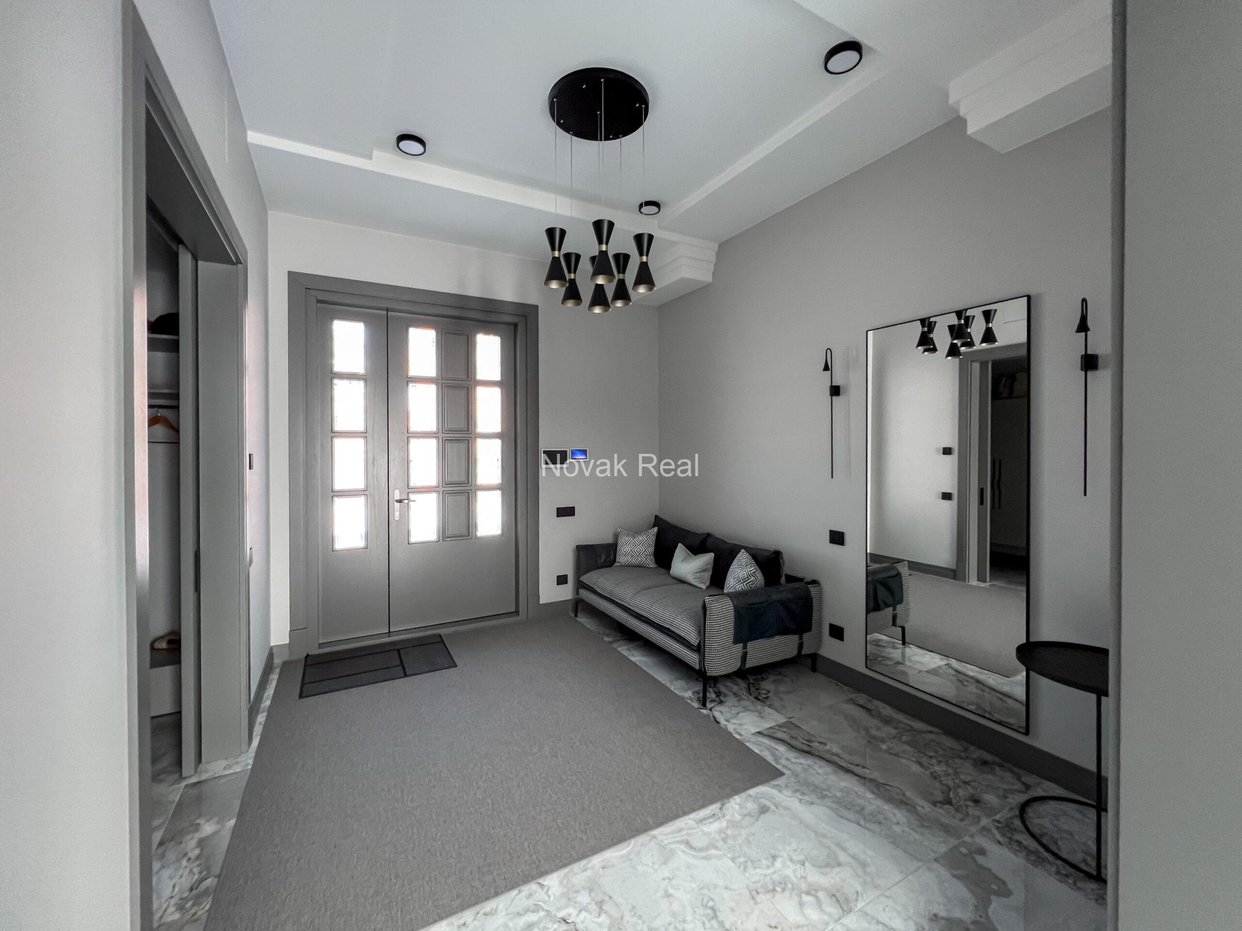 A new five-bedroom house is available for long-term rent in a quiet part of Jūrmala, close to the sea