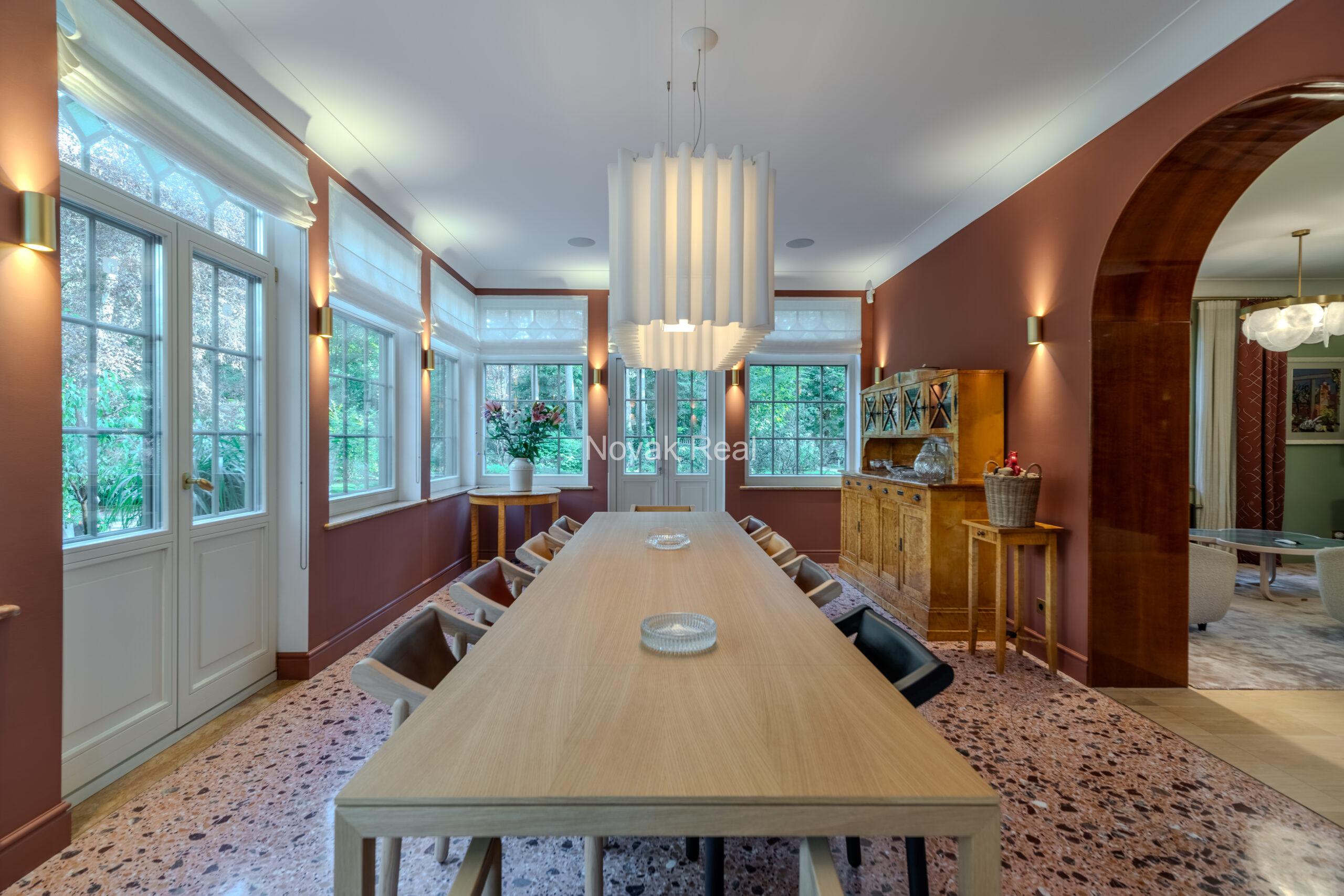 In Lielupe, close to the sea and a pine park, an elegant, renovated three-storey villa is offered for sale