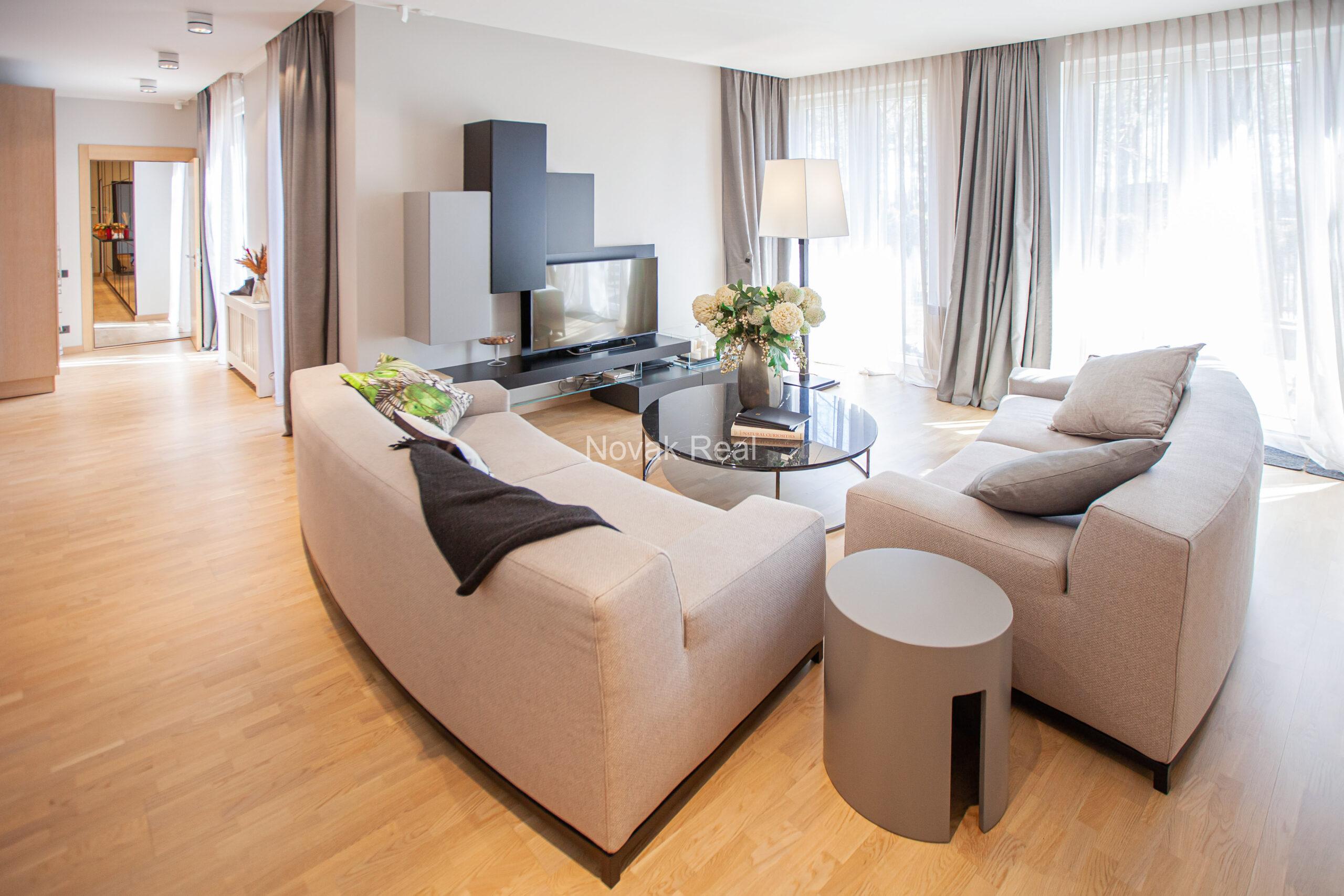 Spacious apartment with multiple terraces and private outdoor area in Lielupe