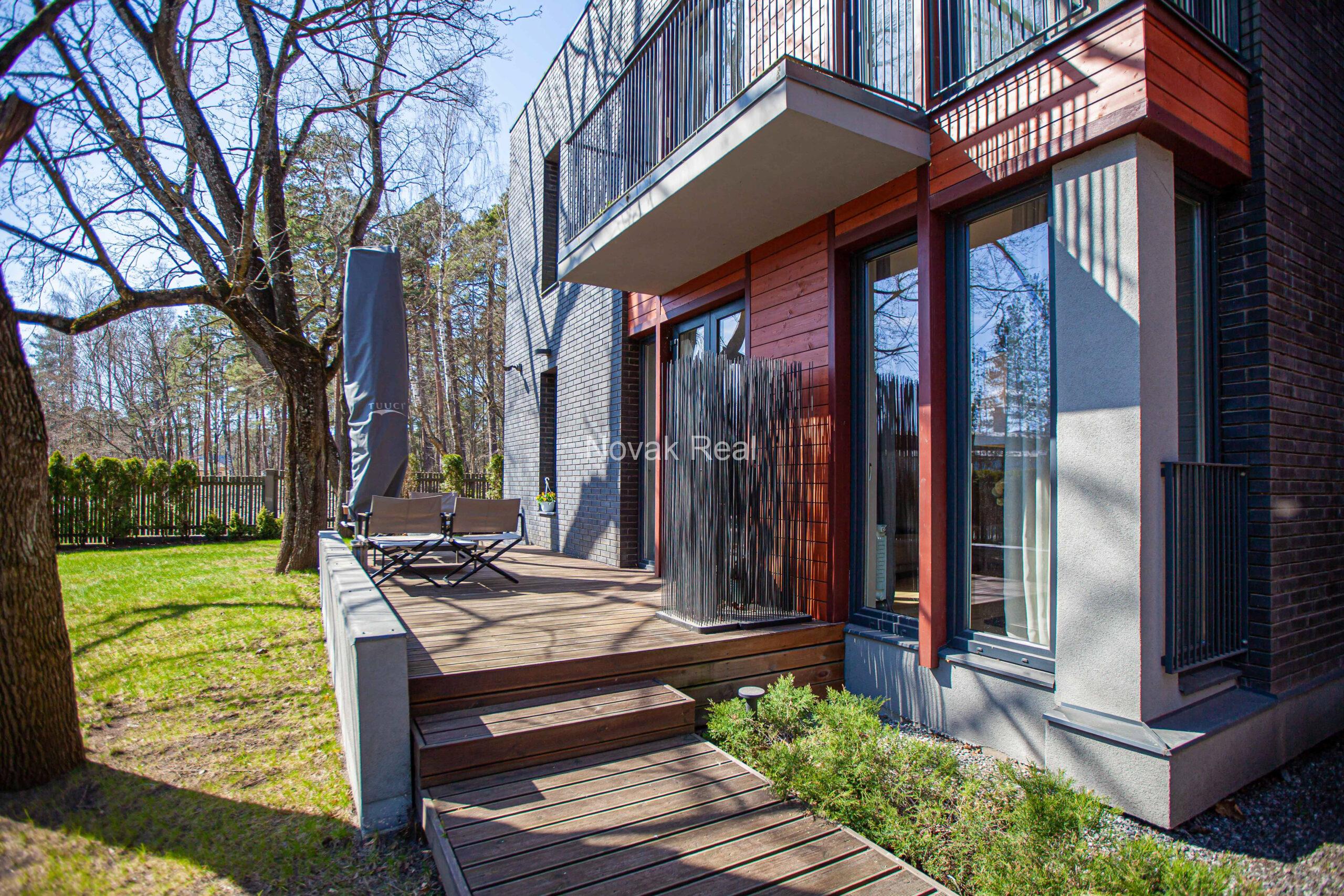 Spacious apartment with multiple terraces and private outdoor area in Lielupe