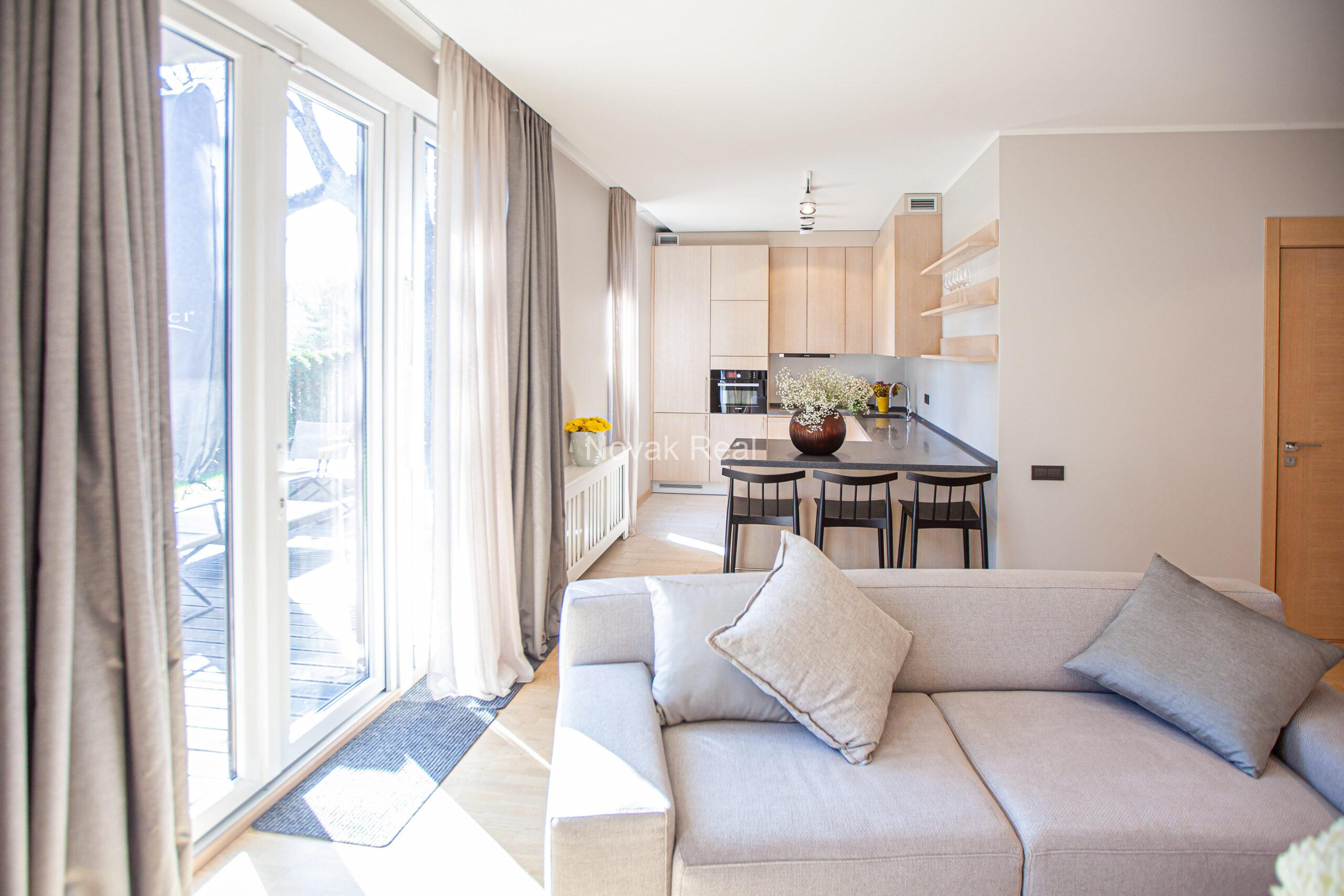 Spacious apartment with multiple terraces and private outdoor area in Lielupe