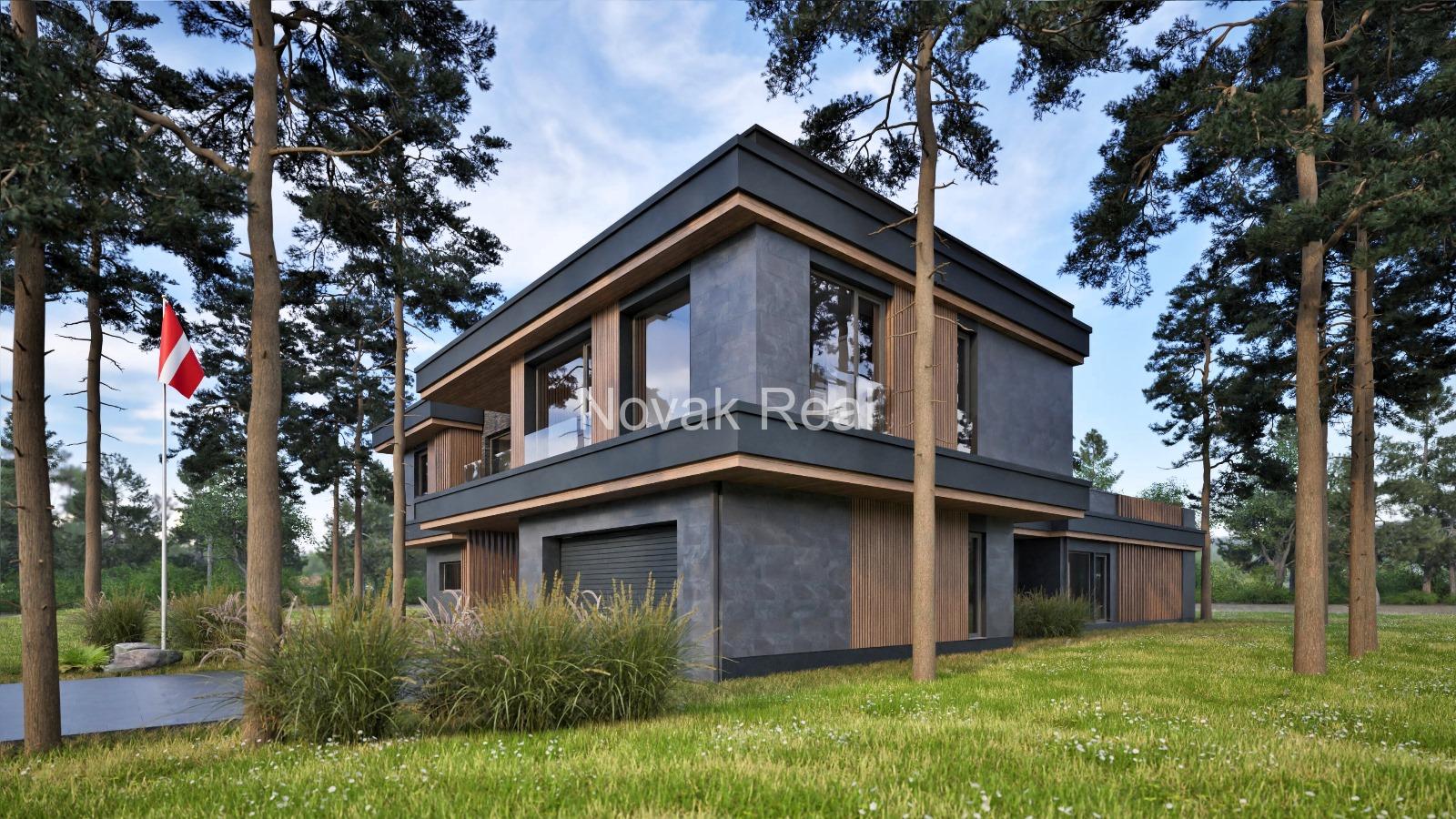 Продается земельный участок 2556 м² с проектом современной виллы в Лиелупе, Юрмала